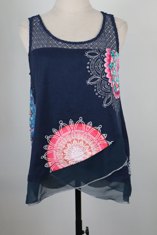 DESIGUAL MAGLIA DONNA TG. L WOMAN CASUAL VINTAGE T-SHIRT COTONE