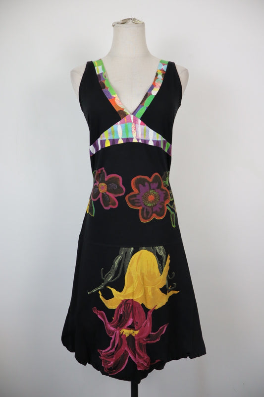 DESIGUAL VESTITO SMANICATO DONNA TG L WOMAN CASUAL VINTAGE DRESS ABITO COTONE