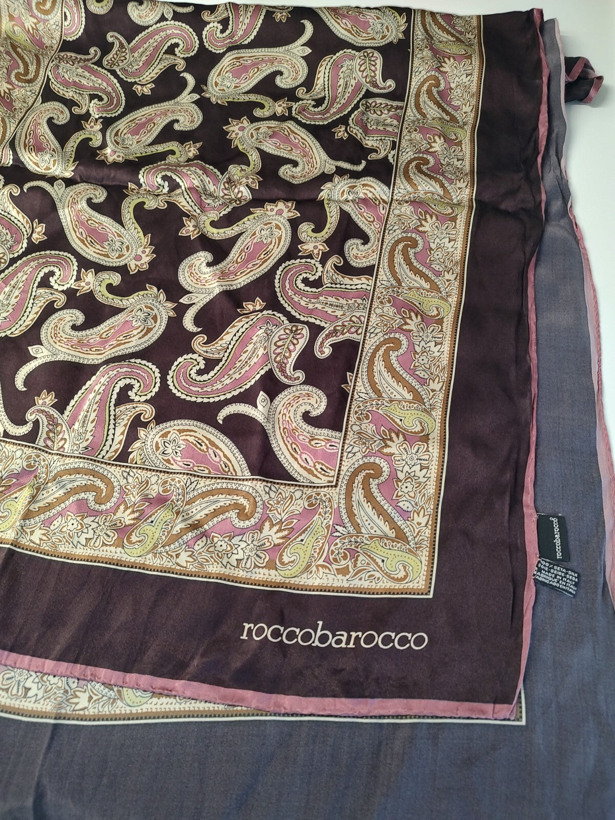 ROCCOBAROCCO FOULARD 100% SILK SETA SCARVES SCARF RECTANGLE MADE ITALY