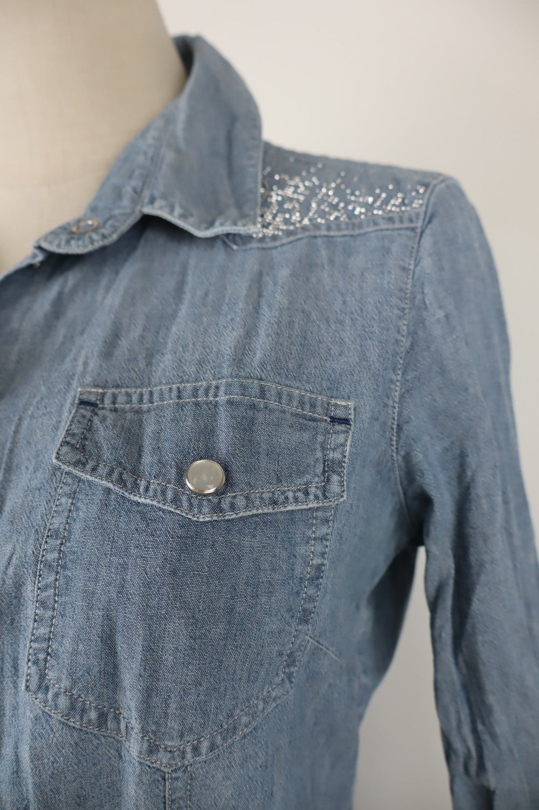 AJ ARMANI JEANS CAMICIA DONNA TG. 42 WOMAN SHIRT CASUAL VINTAGE DENIM COTONE