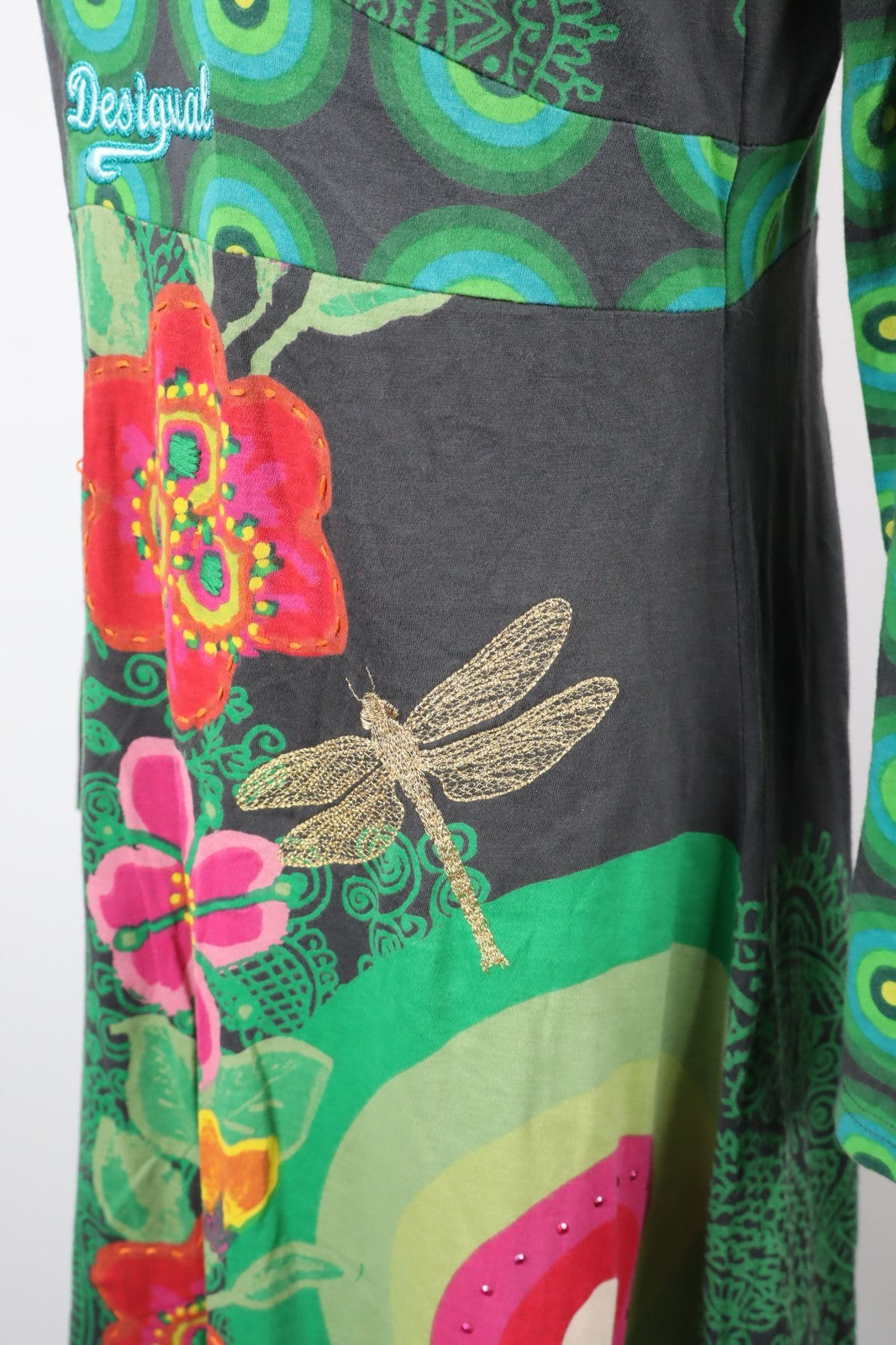 DESIGUAL  VESTITO ABITO DONNA TG.  XL SHORT WOMAN CASUAL VINTAGE DRESS