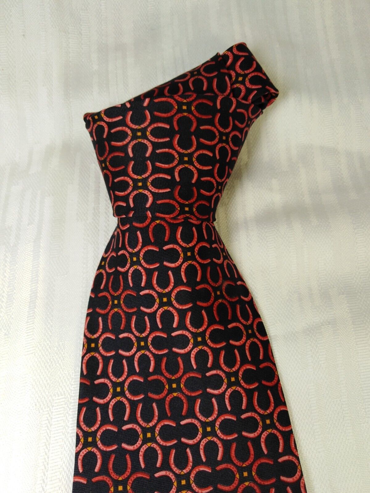 LONGCHAMP PARIS 100% SILK TIE SETA CRAVATTA NECKTIE MADE IN ITALY