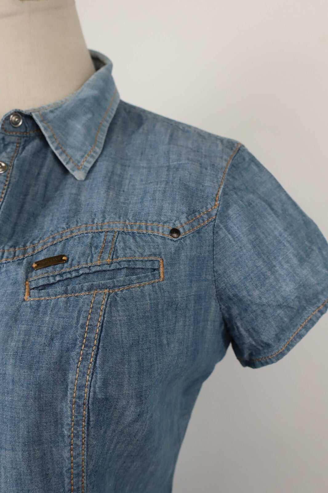GAS JEANS CAMICIA DONNA TG. L WOMAN SHIRT CASUAL VINTAGE COTONE COTTON DENIM