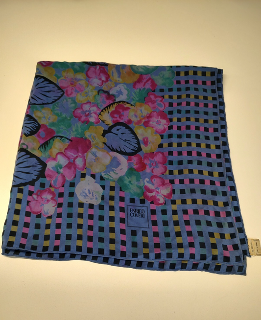 ENRICO COVERI FOULARD 100% SILK SETA SCARVES SCARF SQUARE MADE ITALY VINTAGE