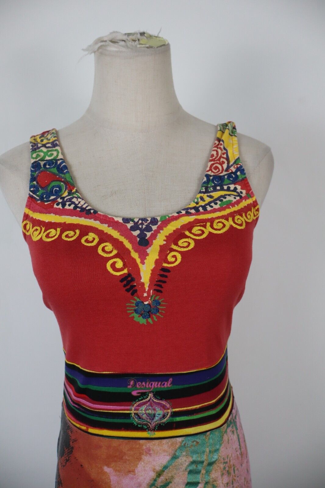 DESIGUAL VESTITO DONNA TG. XS WOMAN CASUAL VINTAGE DRESS COTONE