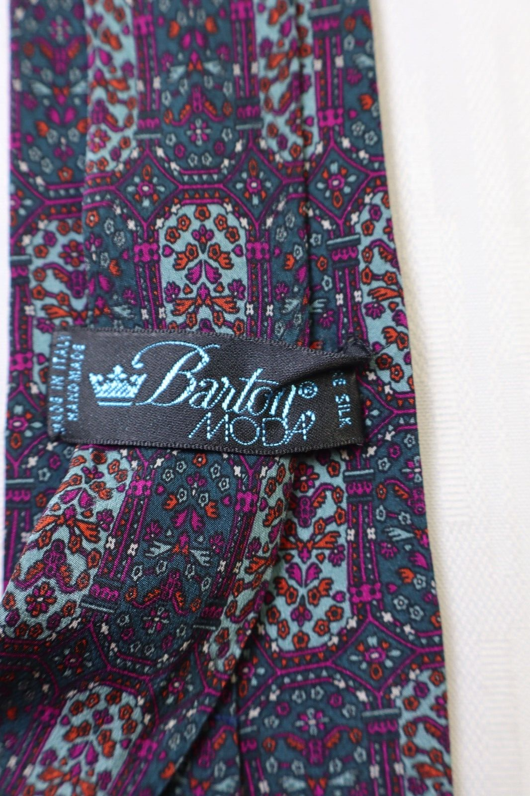 BARTON MODA 100% SILK TIE SETA CRAVATTA NECKTIE MADE IN ITALY VINTAGE