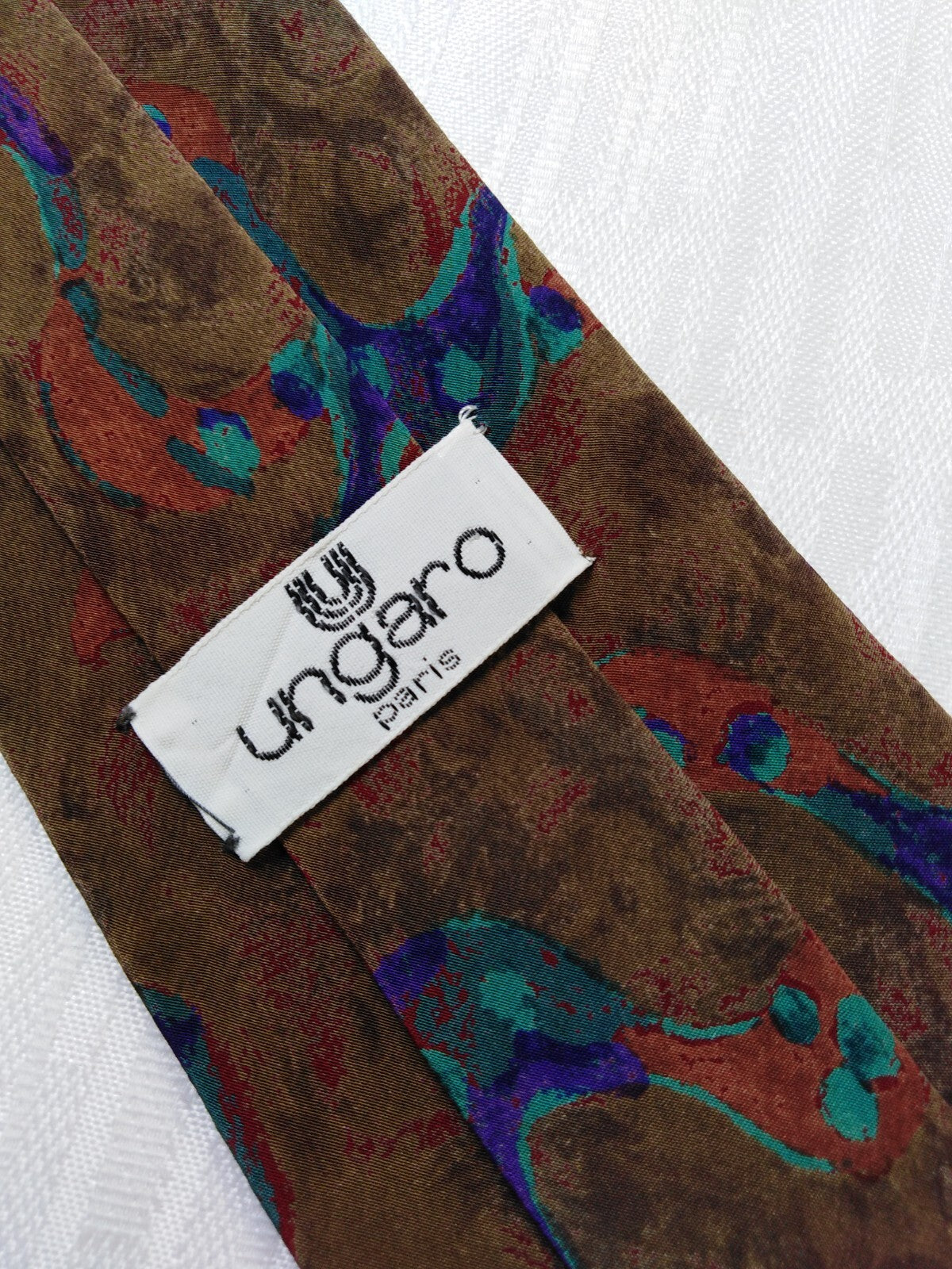 UNGARO PARIS 100% SETA SILK TIE CRAVATTA NECKTIE ITALY VINTAGE CLASSIC