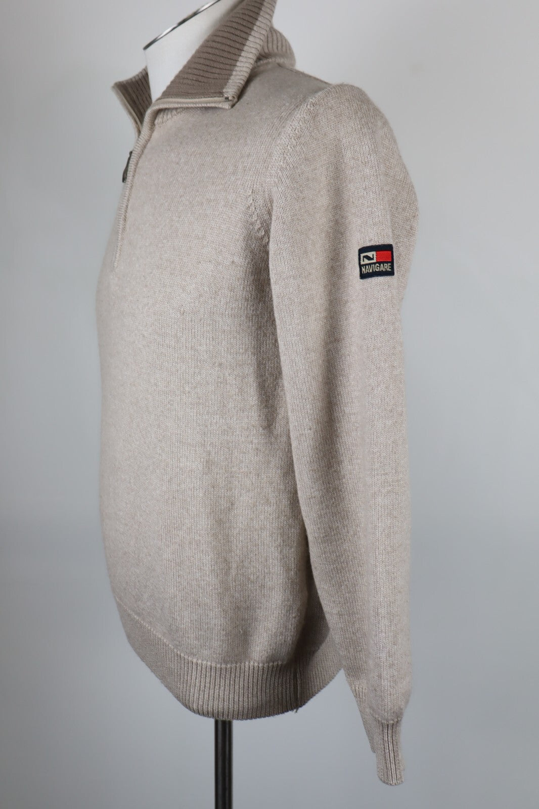 NAVIGARE MAGLIONE CON ZIP LANA WOOL VINTAGE UOMO Tg. M MAN SWEATER CASUAL