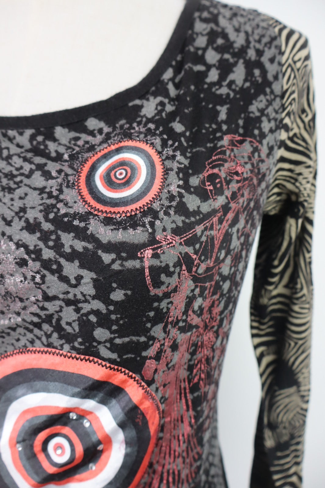 DESIGUAL MAGLIA DONNA TG. M WOMAN CASUAL VINTAGE T-SHIRT TOP COTONE