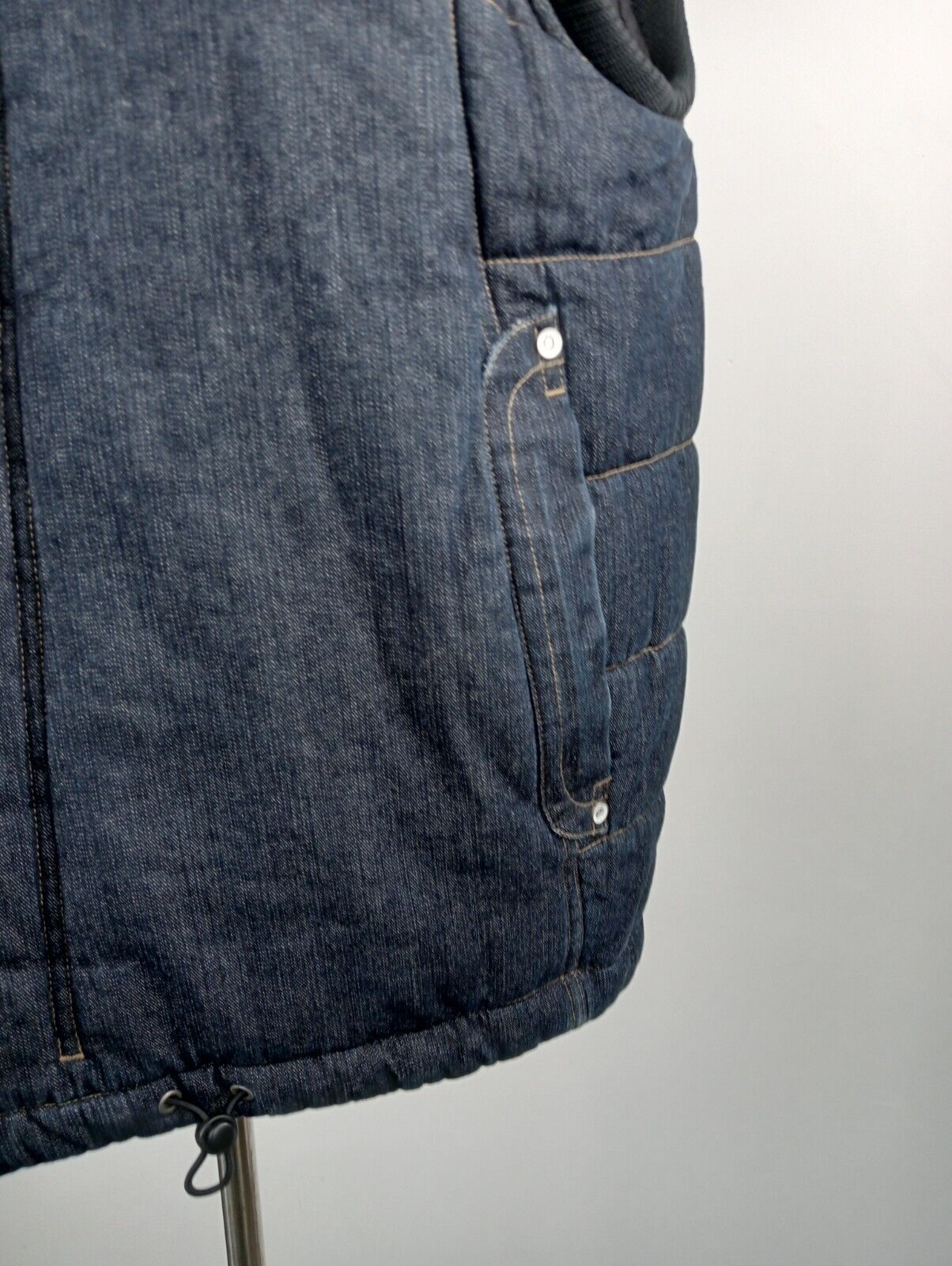 QUIKSILVER GIUBBINO SMANICATO IMBOTTITO GILET DENIM JEANS UOMO Tg XL MAN JACKET