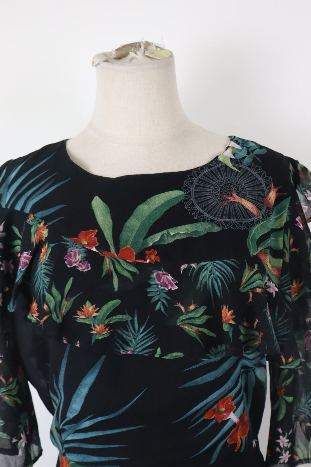 DESIGUAL VESTITO DONNA TG. 40 WOMAN CASUAL VINTAGE DRESS ABITO FLORAL