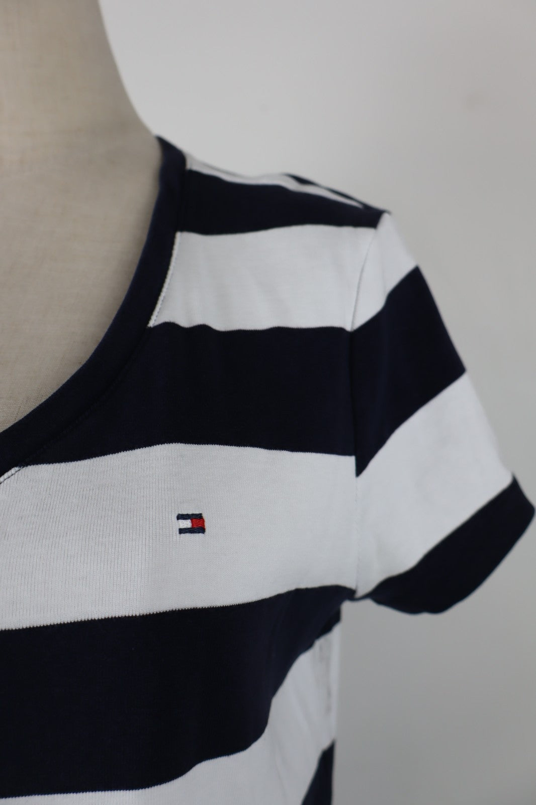 TOMMY HILFIGER MAGLIA COTONE DONNA TG. L WOMAN CASUAL VINTAGE T-SHIRT A RIGHE