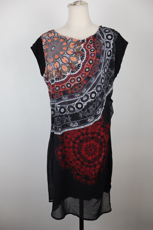 DESIGUAL VESTITO ABITO SMANICATO DONNA TG 46 WOMAN CASUAL VINTAGE DRESS LOGO