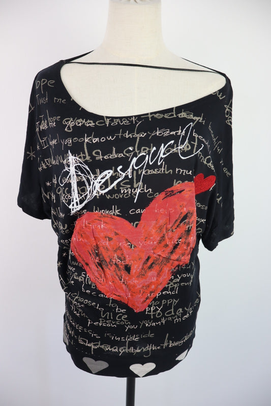 DESIGUAL MAGLIA DONNA TG. S WOMAN CASUAL VINTAGE T-SHIRT TOP VISCOSA
