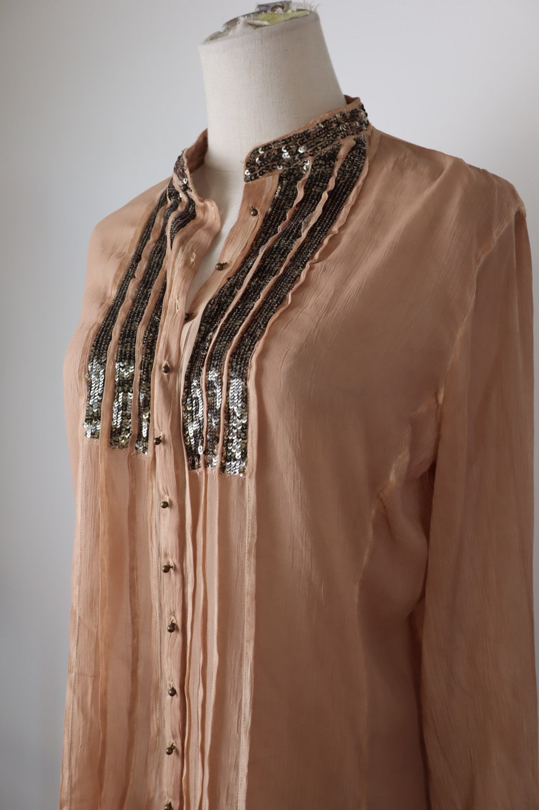 GUESS CAMICIA DONNA TG. L WOMAN SHIRT CASUAL VINTAGE  BLUSA PAILLETTES