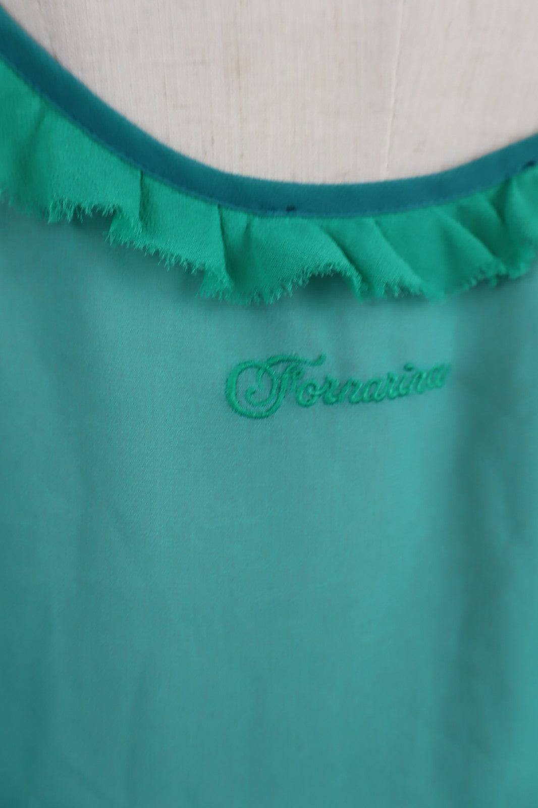 FORNARINA VESTITO ABITO BRETELLE DONNA TG. L WOMAN CASUAL VINTAGE DRESS VERDE