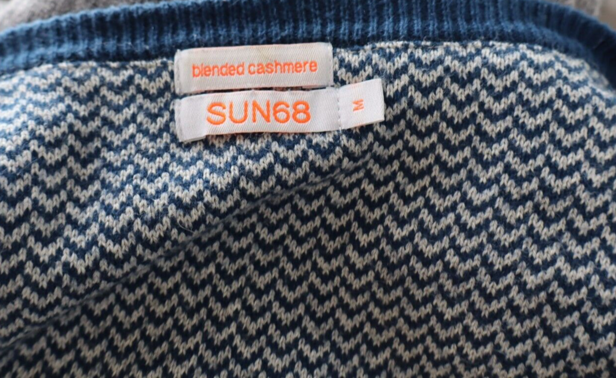 SUN68 CARDIGAN MAGLIONE VINTAGE UOMO Tg. M MAN SWEATER CASUAL COTONE CASHMERE