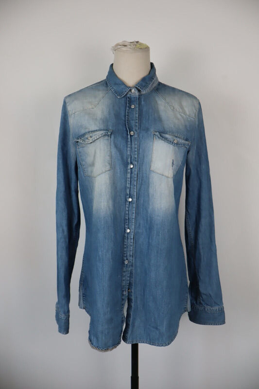RIFLE CAMICIA JEANS DENIM DONNA CAMICIA TG. L WOMAN SHIRT CASUAL VINTAGE Y2K