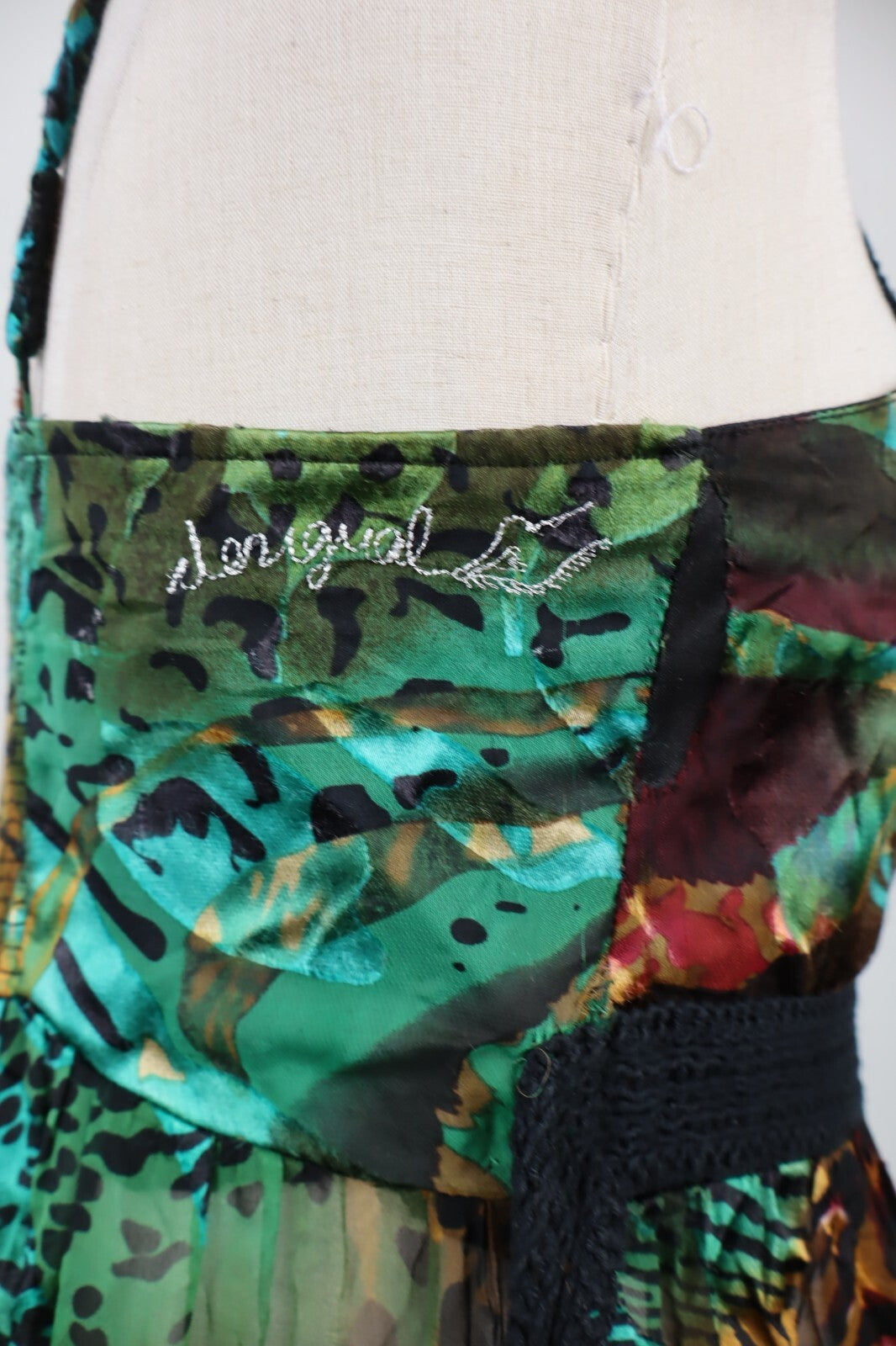 DESIGUAL VESTITO ABITO A BRETELLE DONNA TG. 38 WOMAN CASUAL VINTAGE DRESS FIOCCO