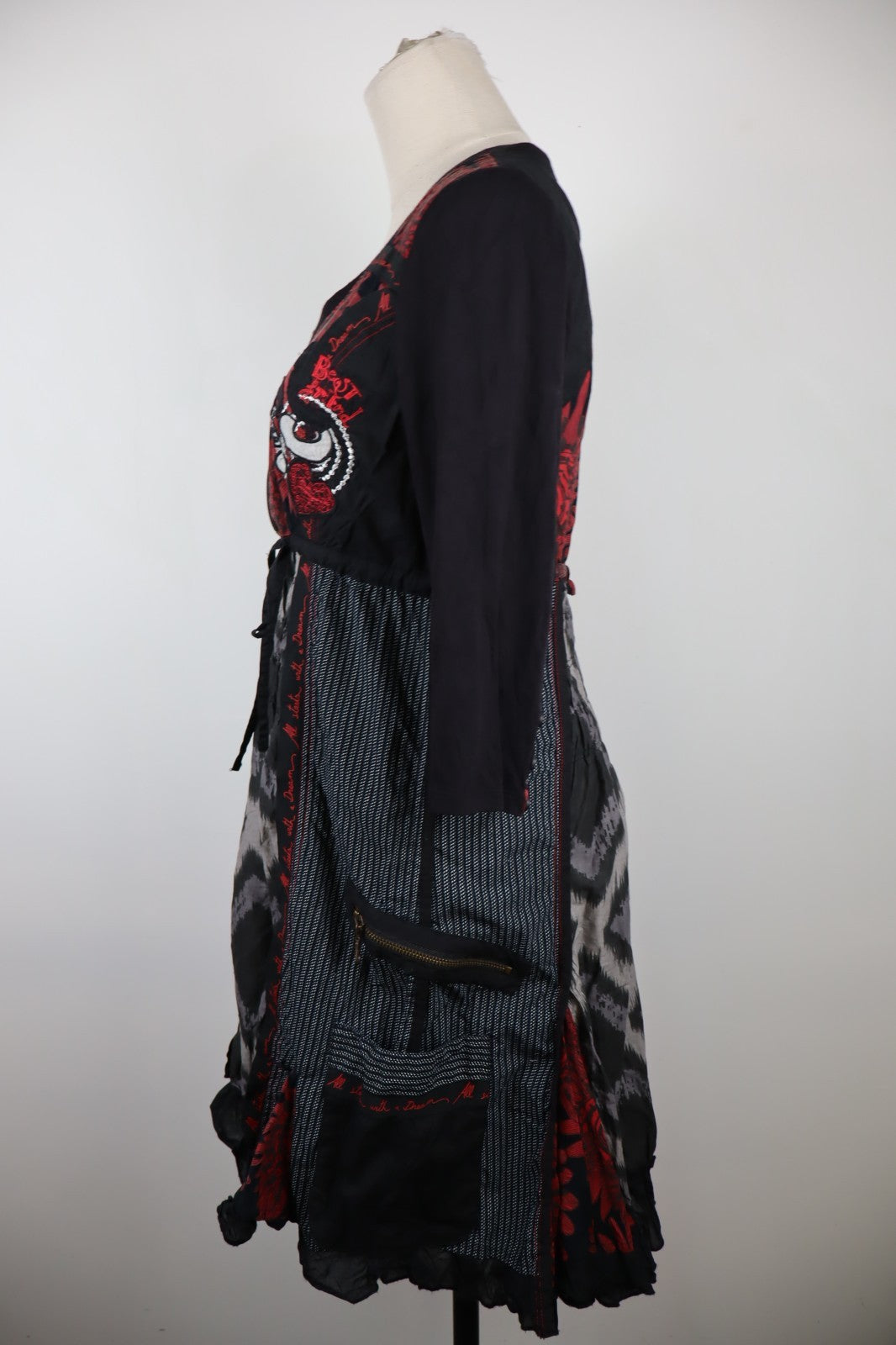 DESIGUAL VESTITO ABITO MANICHE A 3/4 DONNA TG 40 WOMAN CASUAL VINTAGE DRESS