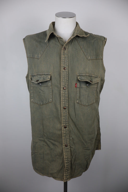 LEVI'S CAMICIA SMANICATA JEANS DENIM COTONE UOMO TG XL MAN VINTAGE SHIRT LOGO