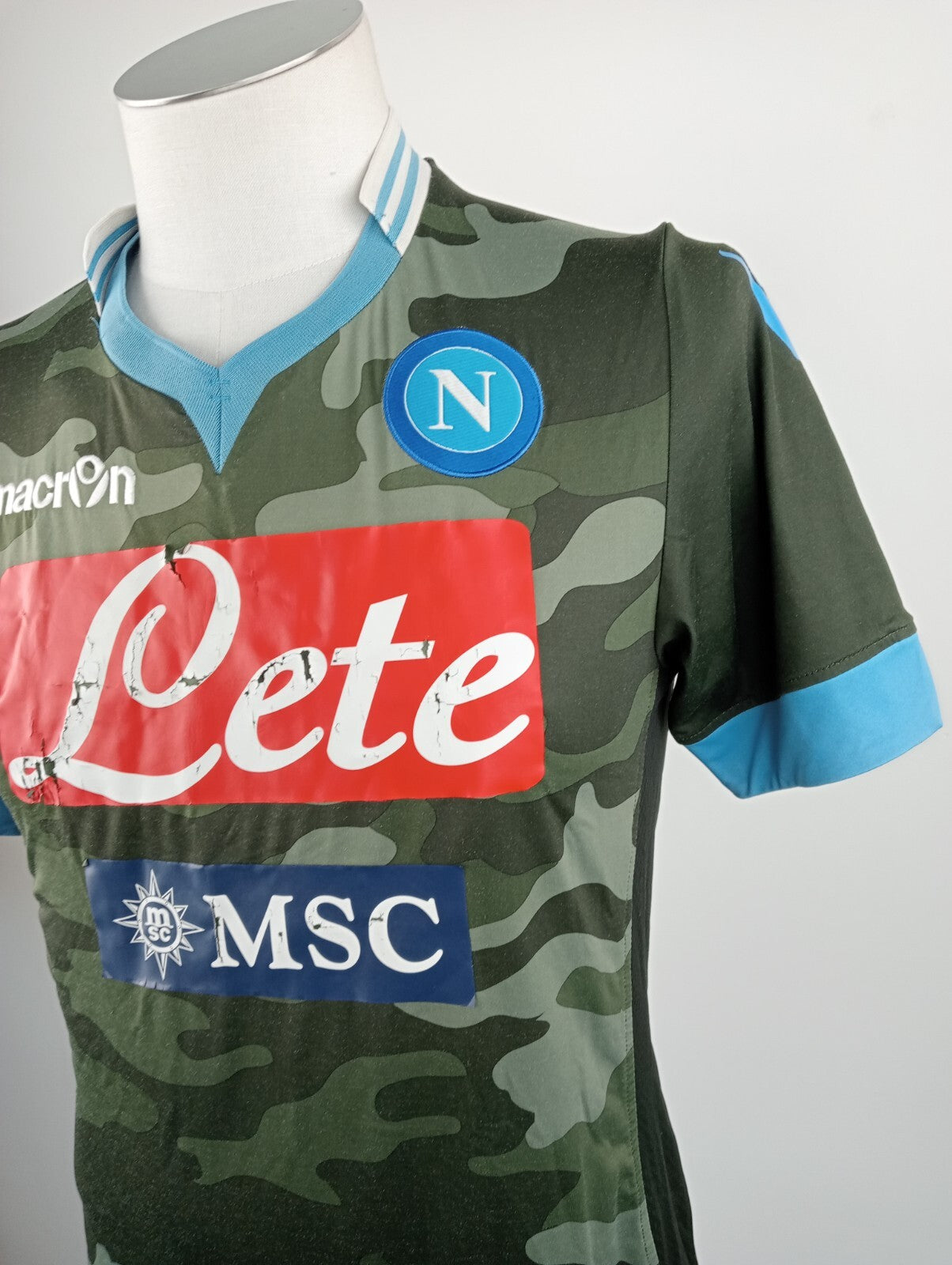 MACRON NAPOLI ITALIA MAGLIA CALCIO TRIKOT UOMO Tg M SOCCER JERSEY VINTAGE 13/14
