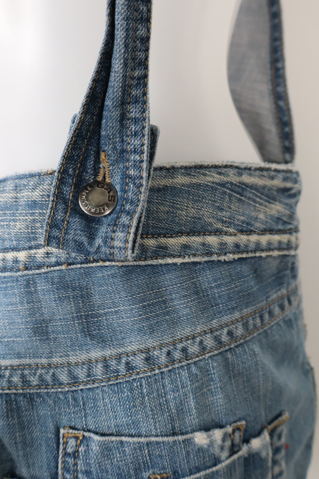 GAS JEANS COMPLETO DONNA PANTALONE TG 27 SALOPETTE ONE PIECE VINTAGE DENIM