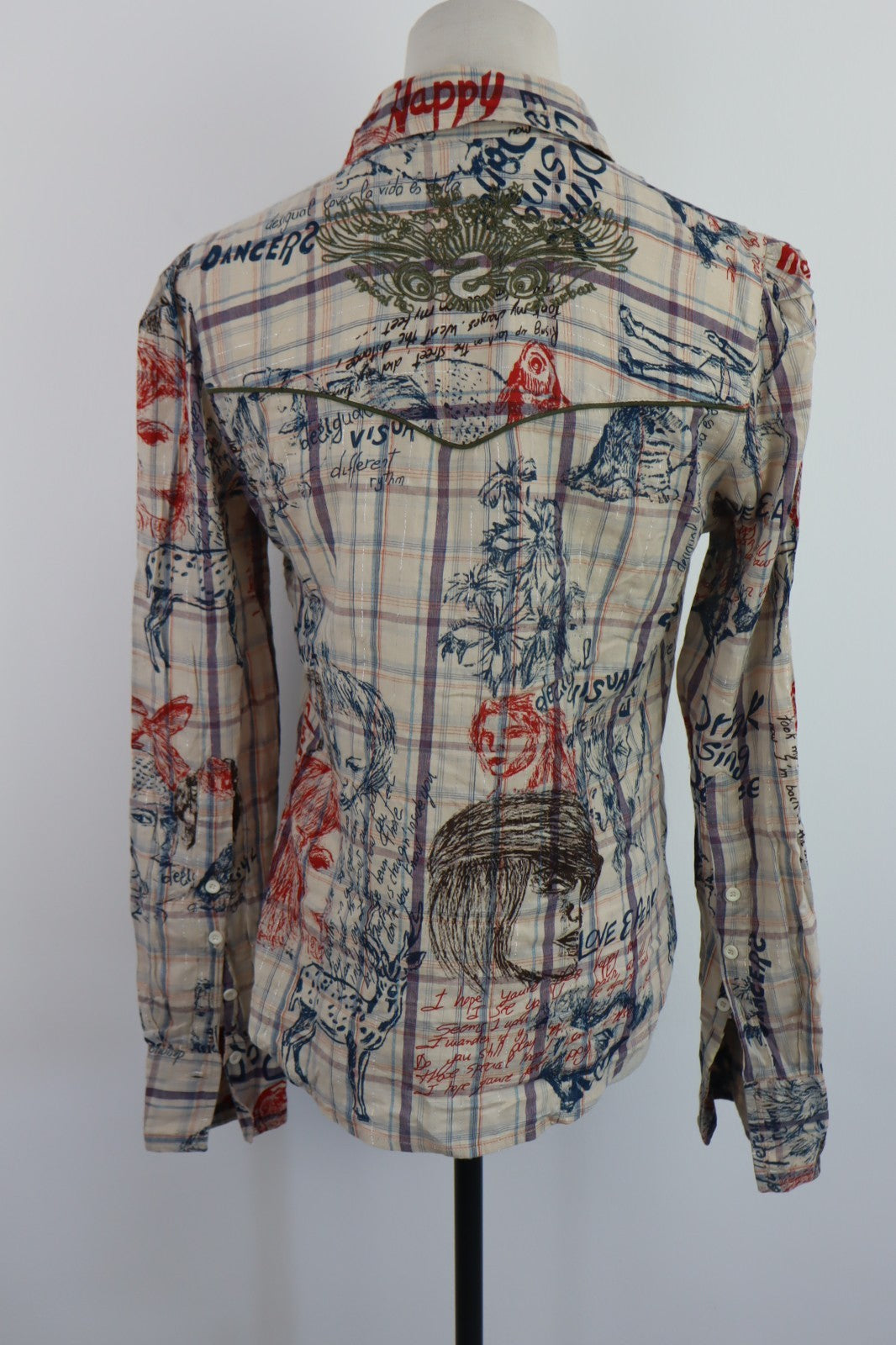 DESIGUAL CAMICIA DONNA TG. 38 WOMAN SHIRT CASUAL VINTAGE COTONE