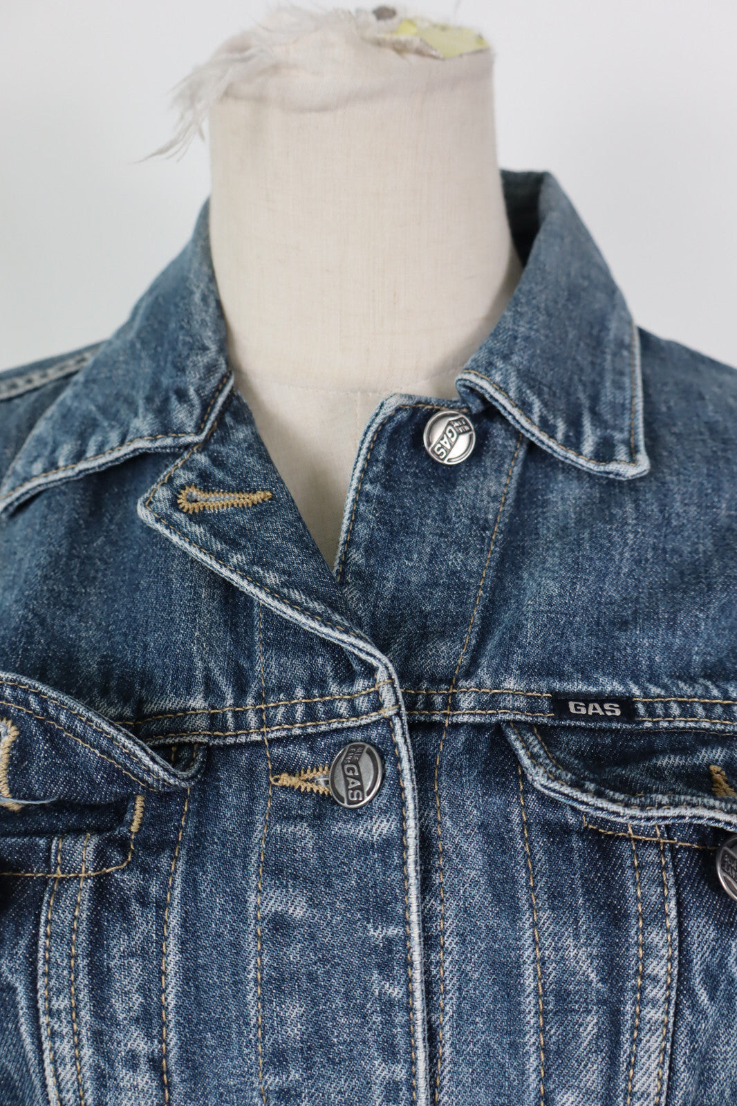 GAS JEANS GIUBBINO DONNA Tg. S WOMAN CASUAL JACKET COTONE COTTON DENIM VINTAGE