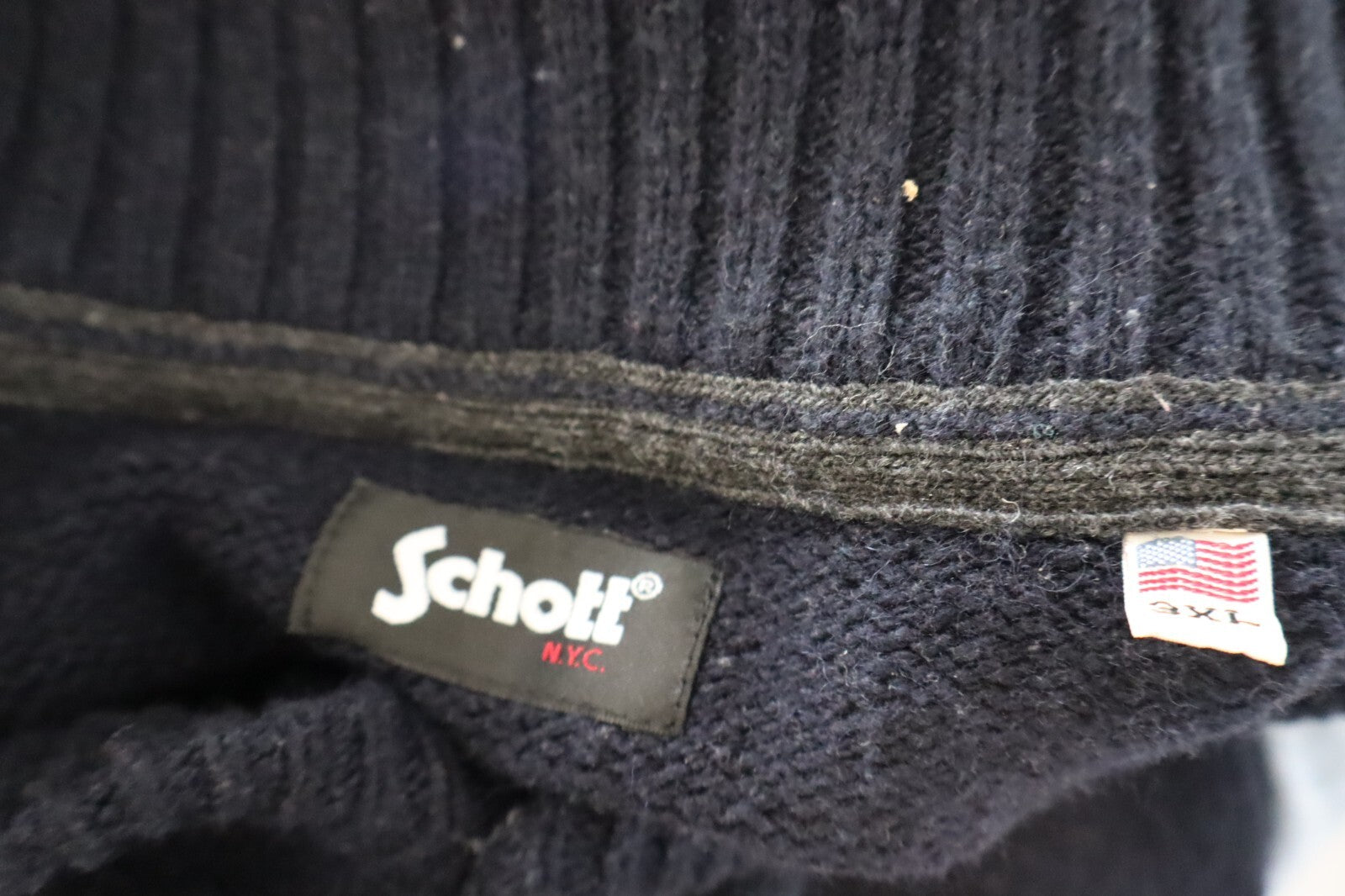 SCHOTT MAGLIONE LANA VINTAGE UOMO Tg. 3XL MAN WOOL SWEATER CASUAL