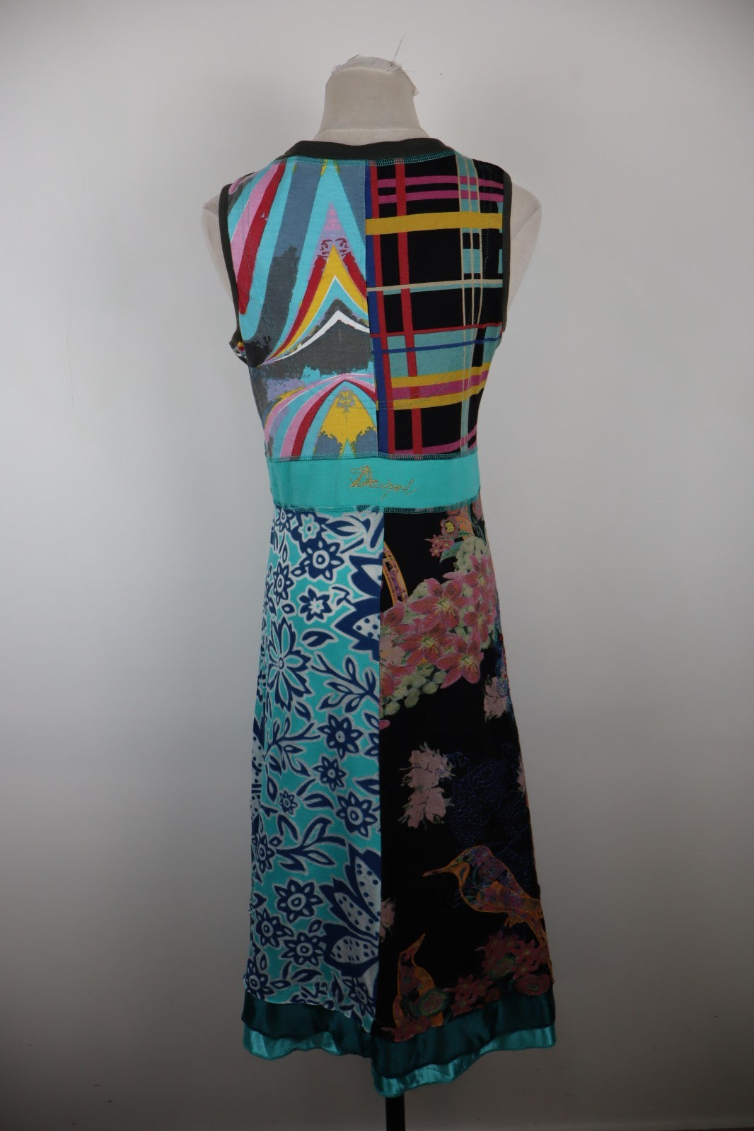 DESIGUAL VESTITO ABITO SMANICATO DONNA TG. L WOMAN CASUAL VINTAGE DRESS COTONE