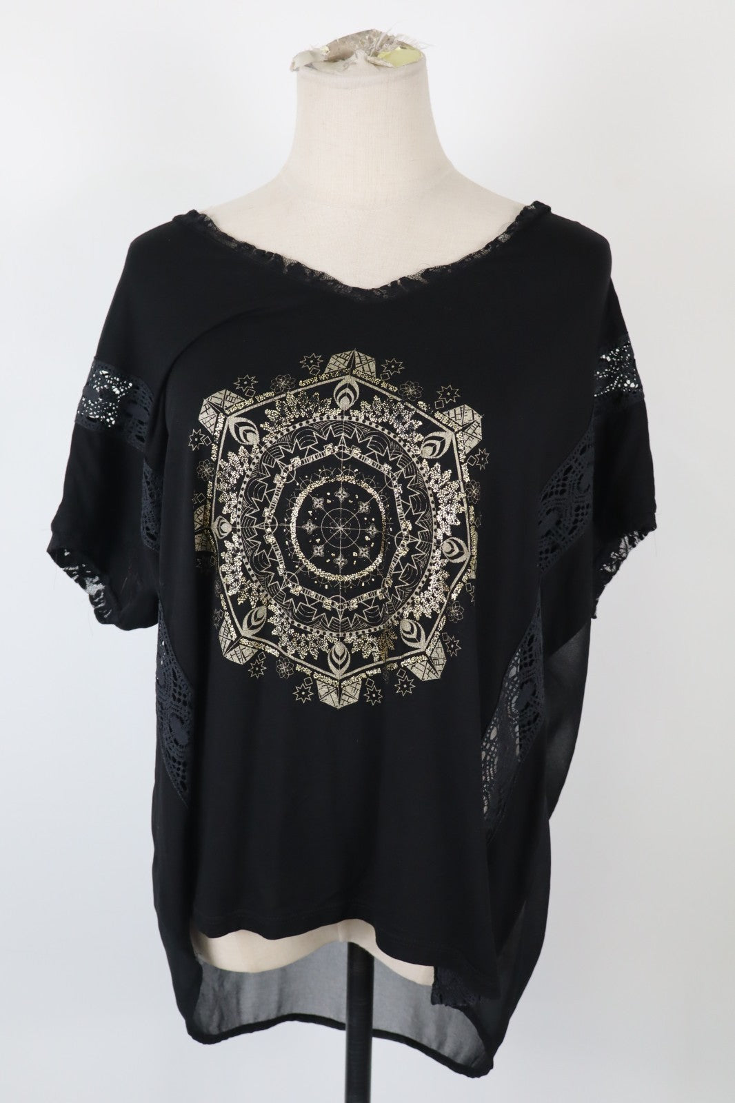 DESIGUAL MAGLIA CANOTTA DONNA TG. M WOMAN CASUAL VINTAGE T-SHIRT TOP VELATO