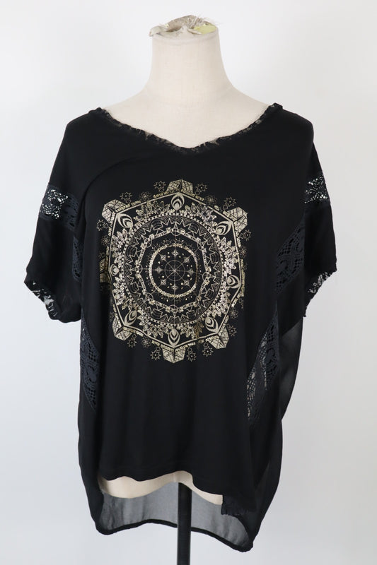 DESIGUAL MAGLIA CANOTTA DONNA TG. M WOMAN CASUAL VINTAGE T-SHIRT TOP VELATO