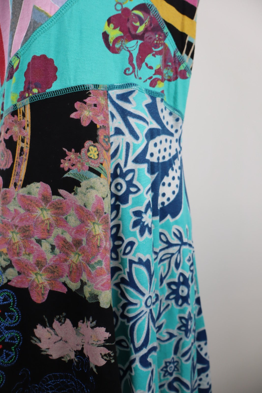 DESIGUAL VESTITO ABITO SMANICATO DONNA TG. L WOMAN CASUAL VINTAGE DRESS COTONE