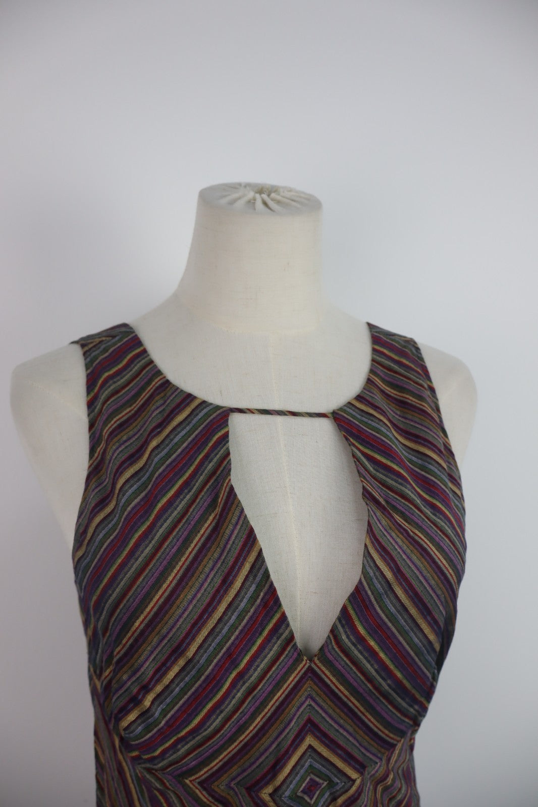 MARELLA VESTITO DONNA 44 WOMAN CASUAL VINTAGE DRESS ABITO CERNIERA CHEVRON Y2K