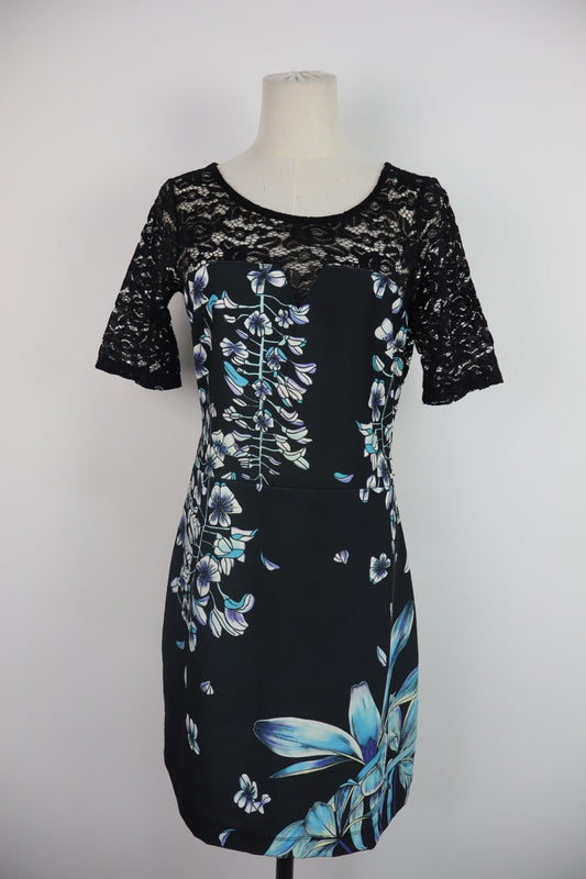 GUESS VESTITO DONNA TG. M WOMAN CASUAL VINTAGE DRESS ABITO FLOREALE CERNIERA