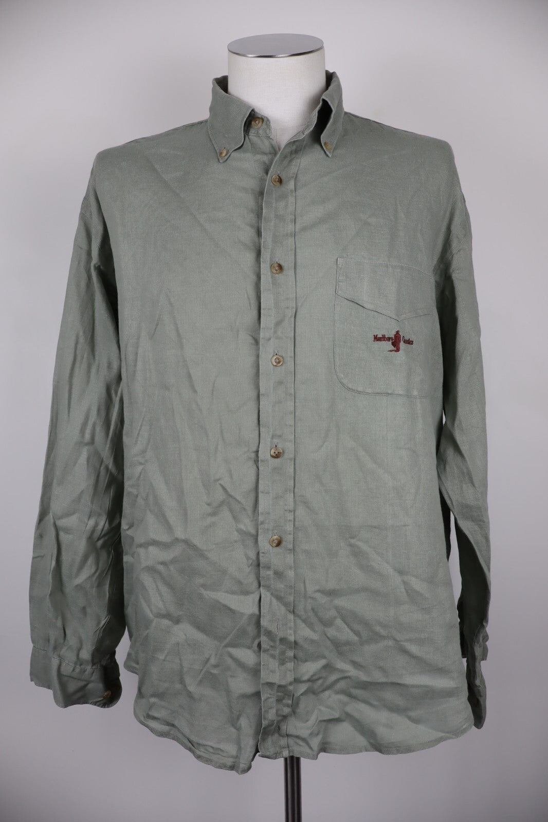 MARLBORO CLASSIC CAMICIA UOMO LINEN TG. L MAN CASUAL VINTAGE LINO SHIRT