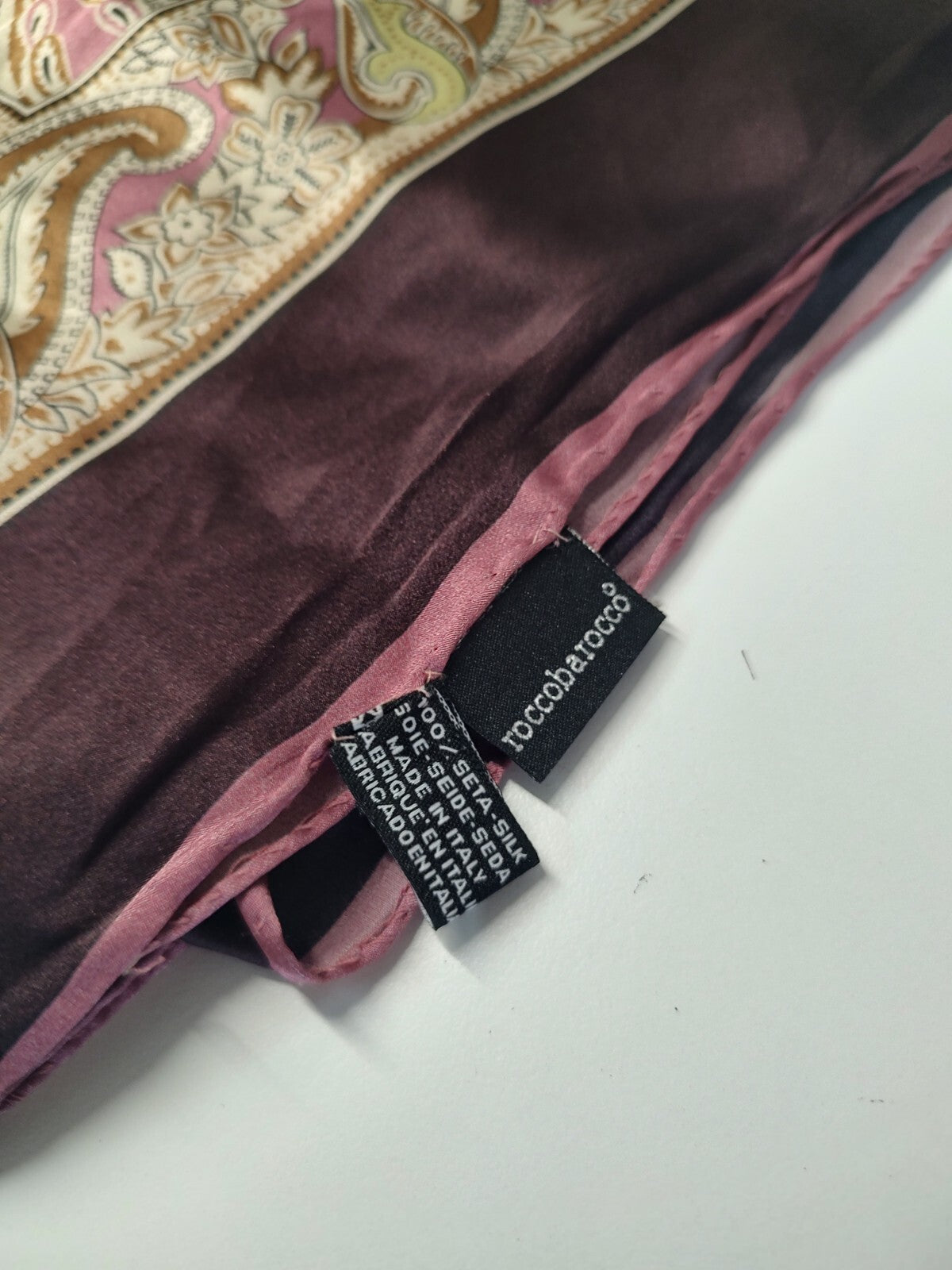 ROCCOBAROCCO FOULARD 100% SILK SETA SCARVES SCARF RECTANGLE MADE ITALY