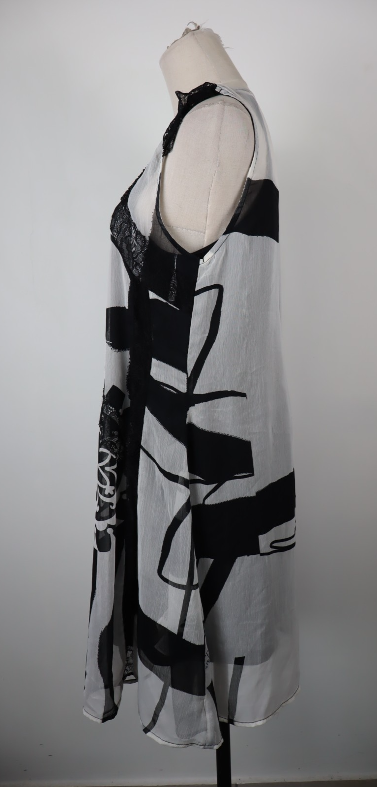 DESIGUAL  VESTITO ABITO DONNA TG.  42 WOMAN CASUAL VINTAGE DRESS BLACK AND WHITE