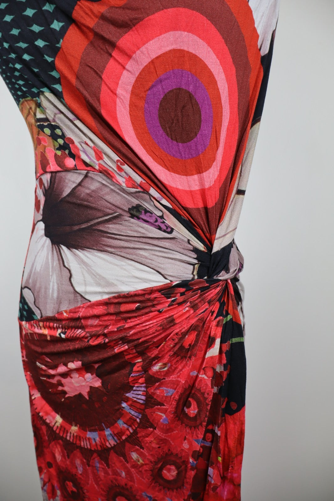 DESIGUAL VESTITO SMANICATO DONNA TG. M WOMAN CASUAL VINTAGE DRESS VISCOSA NODO