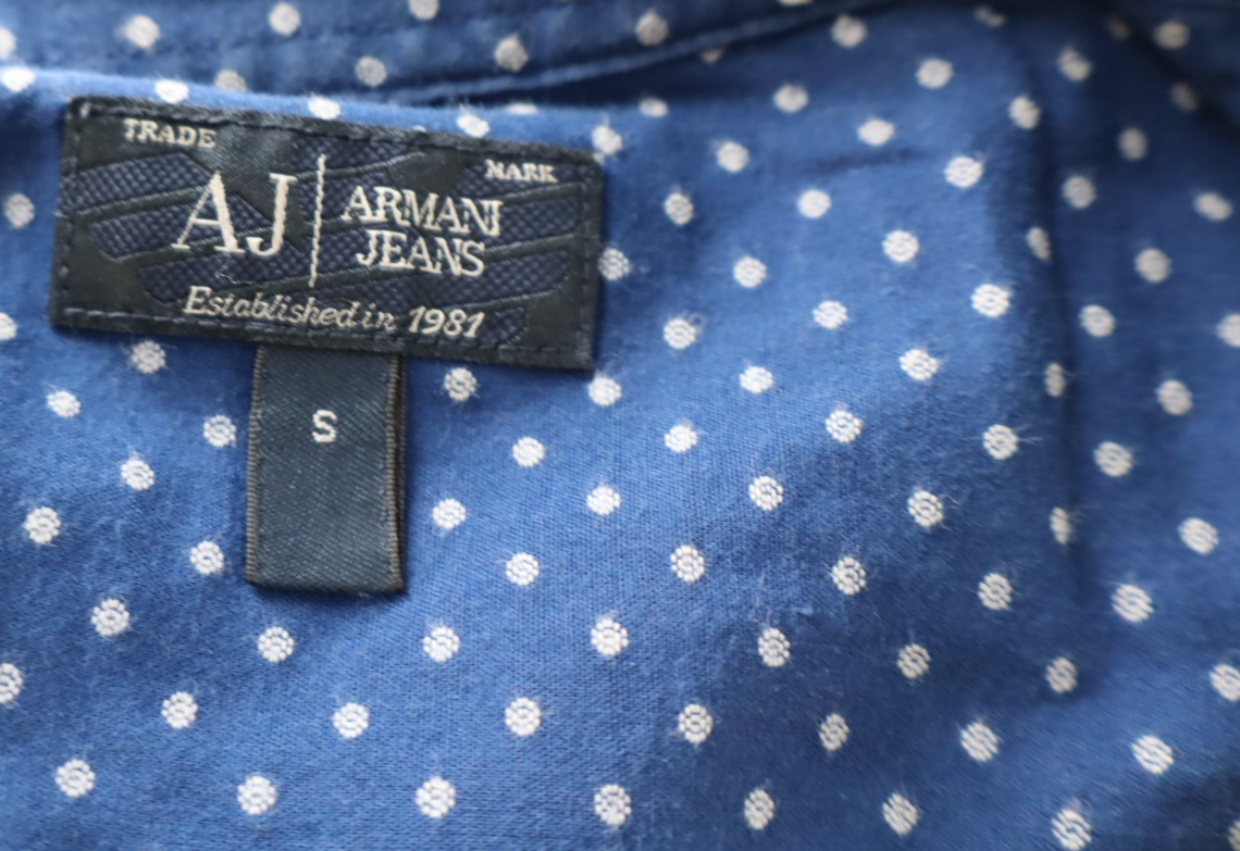 AJ ARMANI JEANS CAMICIA UOMO COTONE TG. S MAN CASUAL VINTAGE COTTON SHIRT POIS