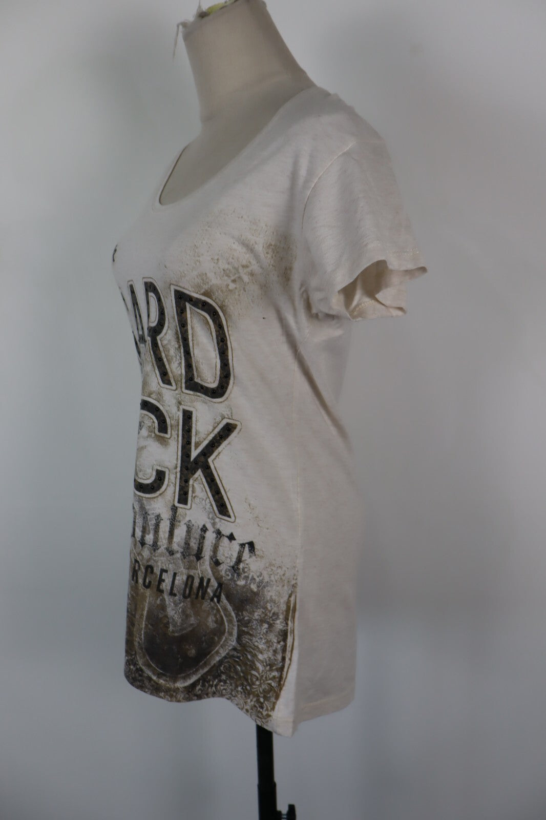 HARD ROCK BARCELLONA MAGLIA DONNA TG. L WOMAN CASUAL VINTAGE T-SHIRT TOP COTONE