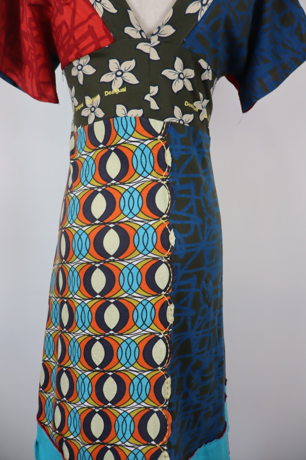 DESIGUAL VESTITO DONNA TG. M WOMAN CASUAL VINTAGE DRESS COTONE