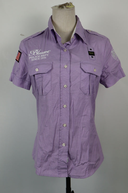 BLAUER CAMICIA DONNA TG. L WOMAN SHIRT CASUAL VINTAGE COTONE PURPLE COTTON