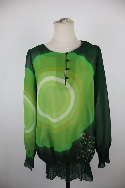 DESIGUAL MAGLIA DONNA TG. M WOMAN CASUAL VINTAGE T-SHIRT MANICA LUNGA VELATA