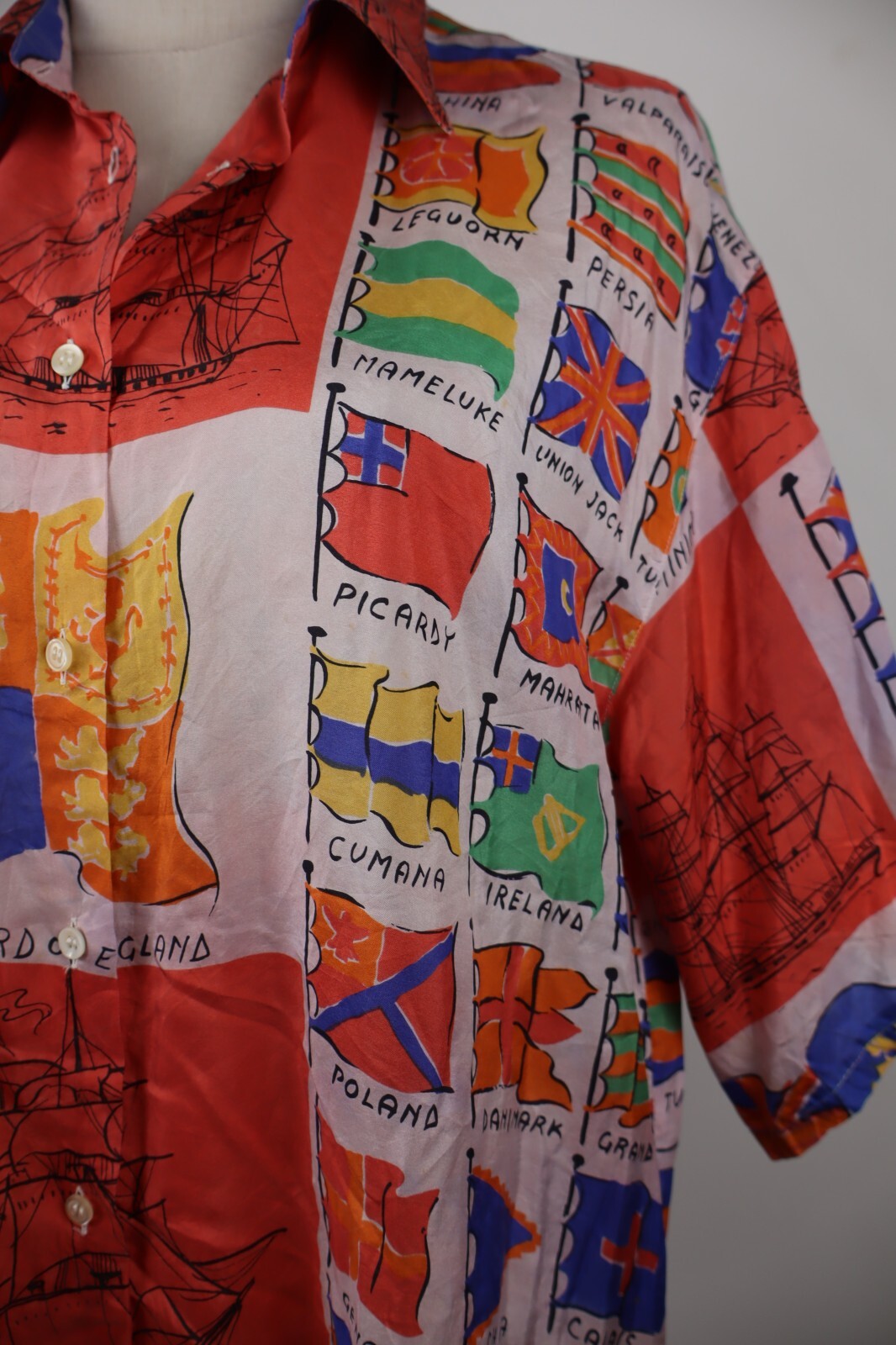 MARELLA CAMICIA DONNA TG. 42 WOMAN SHIRT CASUAL VINTAGE SETA SILK BANDIERE FLAGS