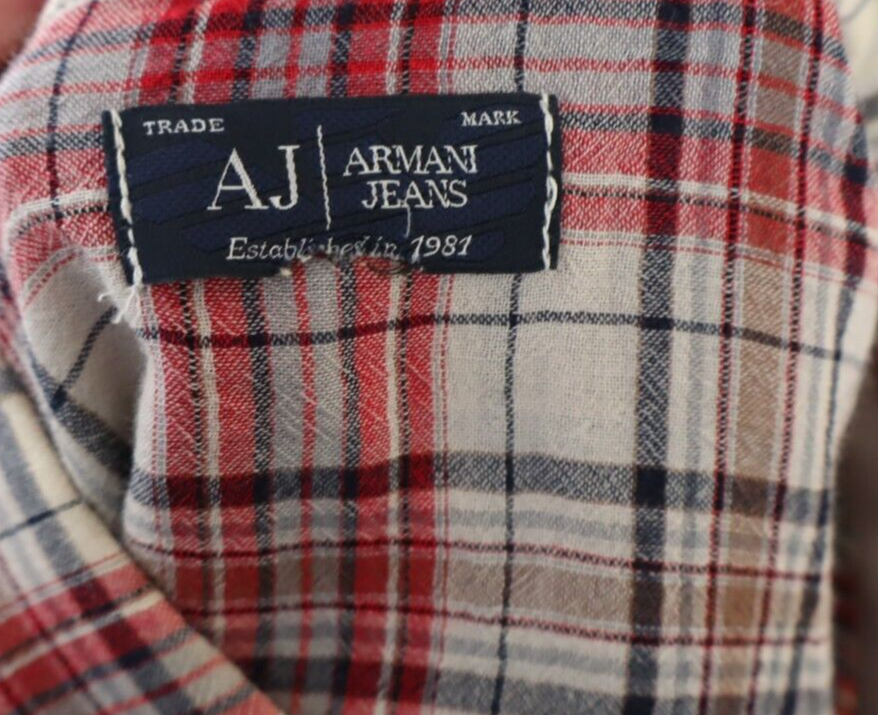 AJ ARMANI JEANS CAMICIA UOMO COTONE TG. M MAN CASUAL VINTAGE COTTON SHIRT