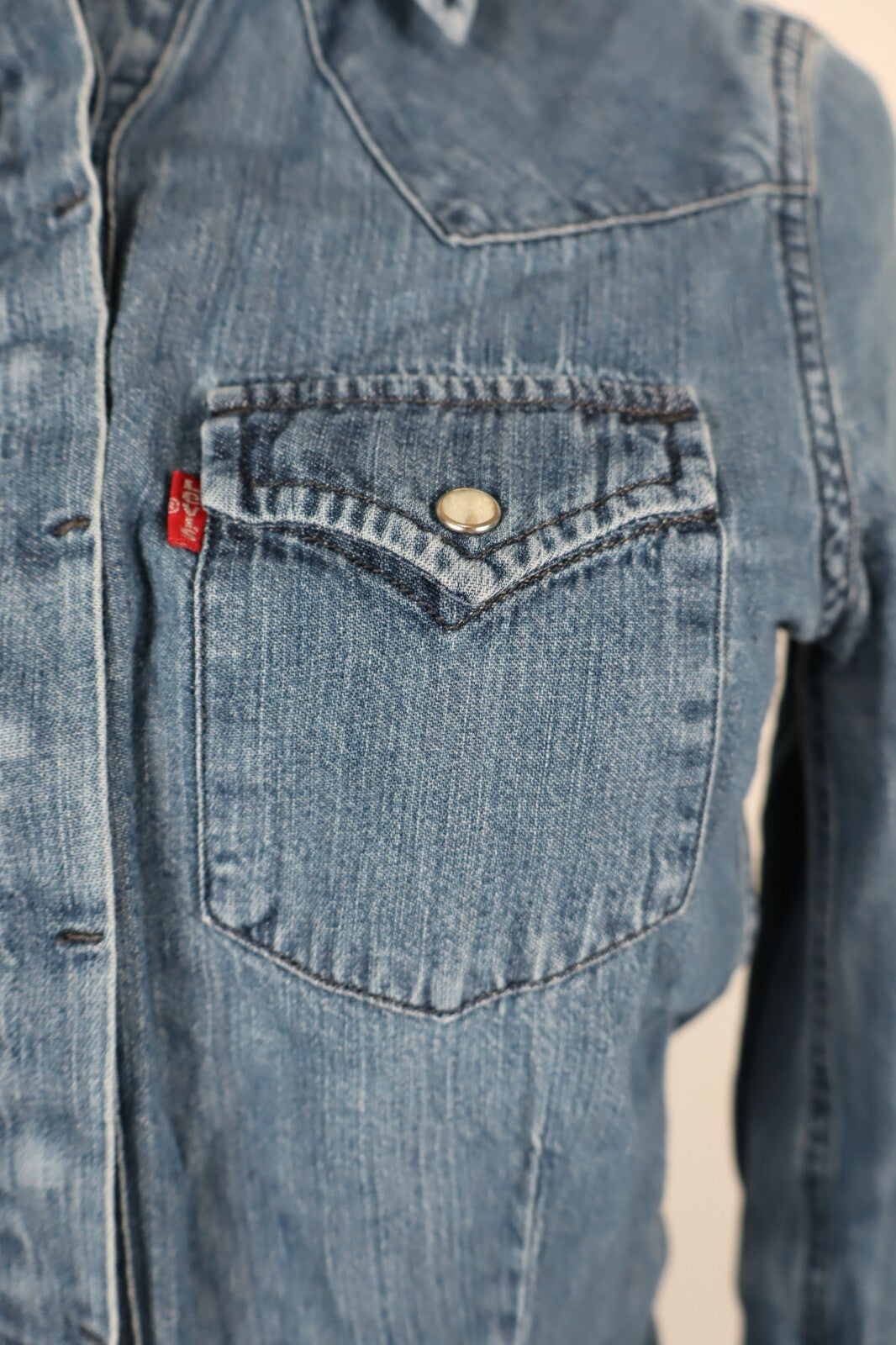 LEVI'S VESTITO CAMICIA JEANS DENIM DONNA TG. XS  WOMAN CASUAL VINTAGE DRESS