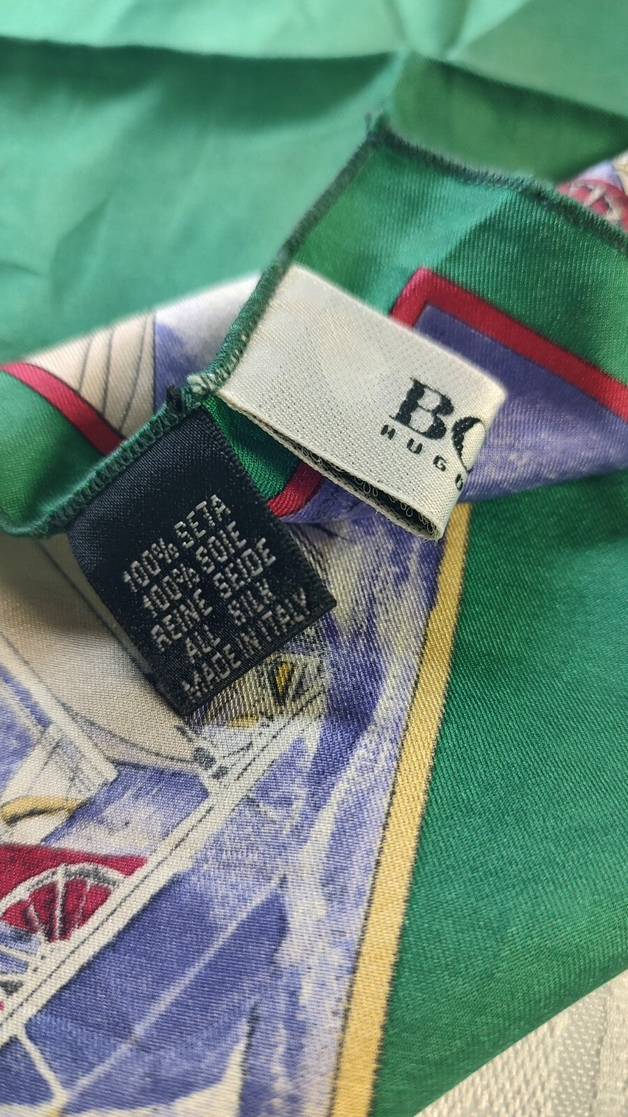 HUGO BOSS FOULARD 100% SILK SETA SCARVES SCARF SQUARE MADE IN ITALY