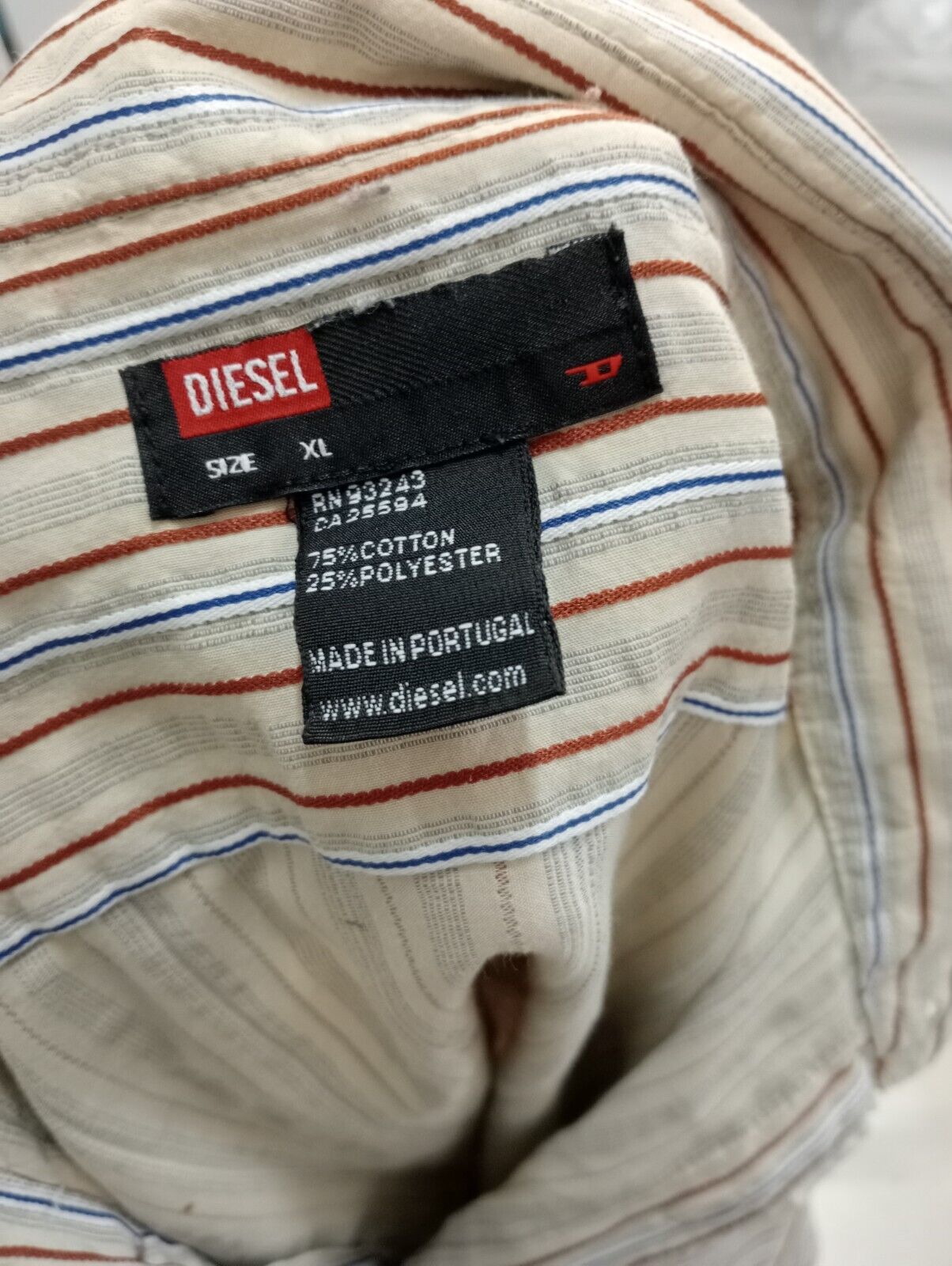 DIESEL CAMICIA UOMO TG. XL MAN CASUAL VINTAGE SHIRT COTONE ITALY